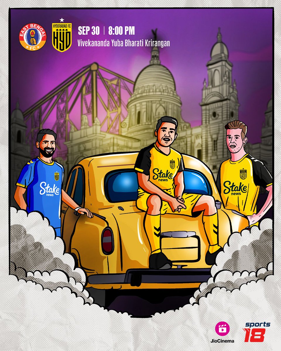HydFCOfficial's tweet photo. 😍 Back in action 🔜

A trip to Kolkata to kick-off our #ISL10 campaign 💪

#TheNawabs 💛🖤 https://t.co/q8IOd05GYG