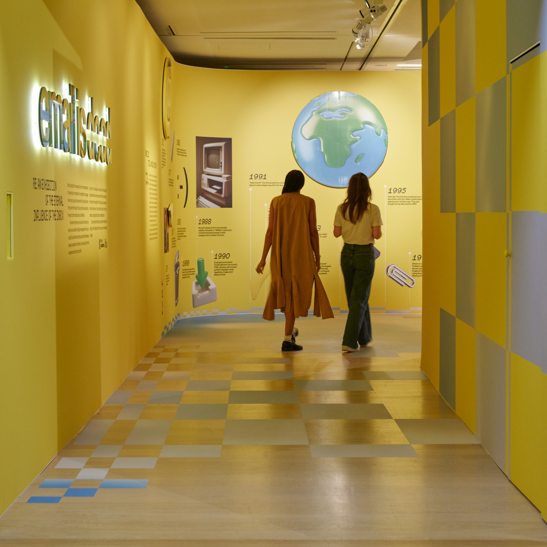 Mailchimp's tweet photo. Opening today, Email is D̶e̶a̶d̶ is an ambitious exhibition at the @DesignMuseum in London. It runs from 28 Sept. — 22 Oct. Plan your visit: https://t.co/TjtdPjzhiC #EmailisDead