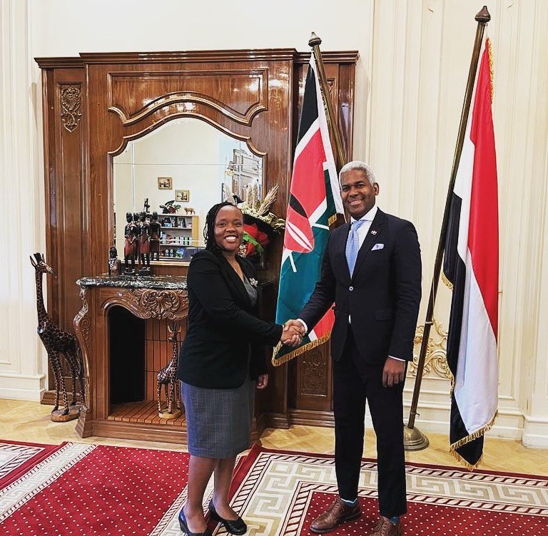 RDenEgipto's tweet photo. El encargado de Negocios de #RDenEgipto, Andy Rodríguez, se reunió con su homóloga de #Kenia, Victoria Rotich, fortaleciendo las relaciones diplomáticas entre #RD y ese país africano.

@MIREXRD
@Comunicaciondo
#MIREXRD
#ComunicacionesDO
#DiplomaciaPúblicaRD
#Egipto
#ElCairo https://t.co/W62JK6aAYn
