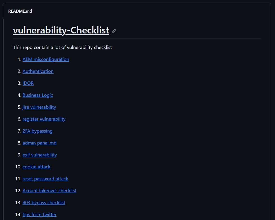 Vulnerability-Checklist

github.com/Az0x7/vulnerab…

#cybersecurity #infosec #vulnerability