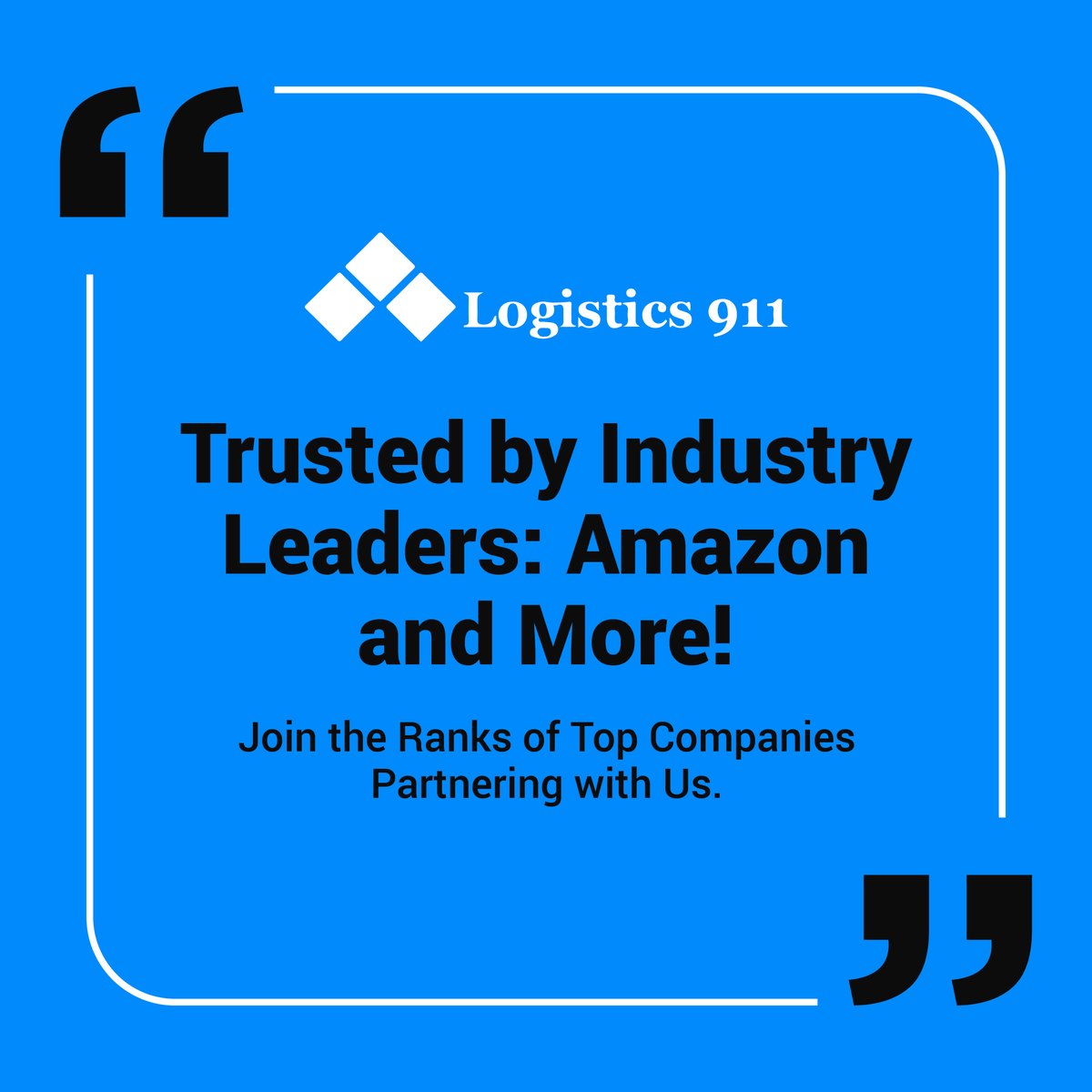 At Logistics911 trust is earned, and partnerships are cherished. 🤝 

#TrustedPartners #IndustryLeaders #AmazonPartner #Excellence #SuccessStories #Partnerships