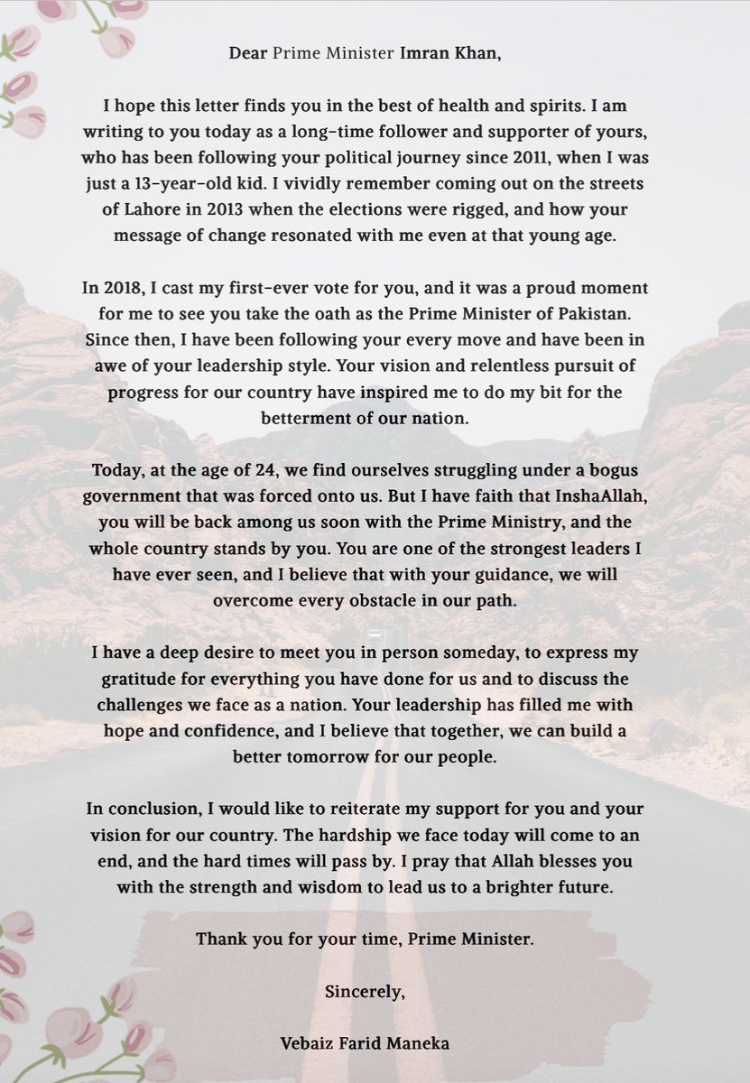 VebaizM's tweet photo. Dear Prime Minister ❤️#LetterToImranKhan https://t.co/WrByvOWwJO