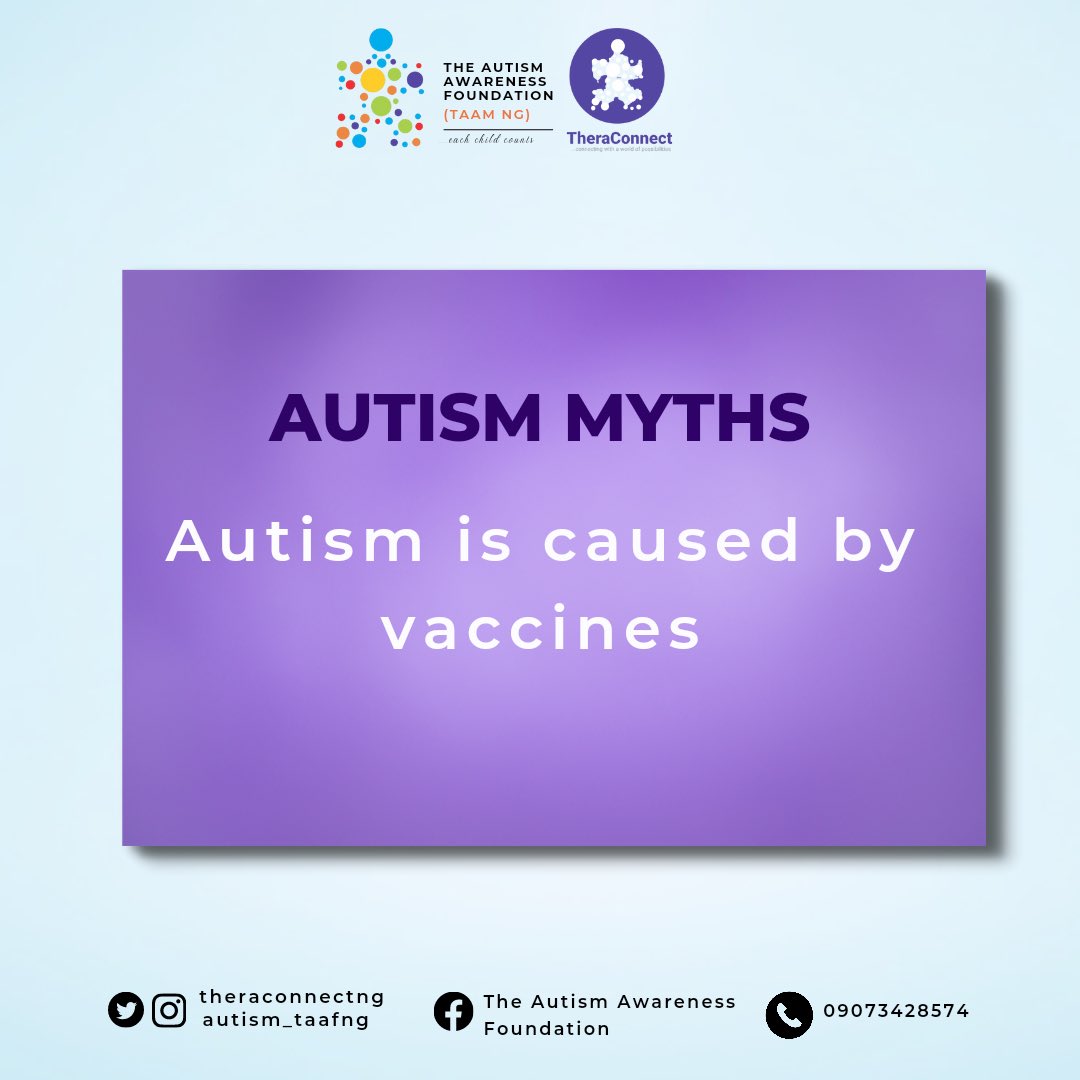 autism_taafng's tweet photo. Myth: Autism is caused by Vaccines.

Truth: Vaccines do not cause Autism.

Autism is not caused by vaccine, there is no link between receiving vaccines and developing autism.

Most vaccines contains preservatives like thimerosal or aluminum containing adjuvants #autismmyth https://t.co/J7aEn3uous