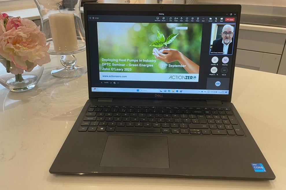 Yesterday we participated in a <a href="/dptcentre/">DPTCentre</a> event on green energy methodologies at industrial scale.

Here ActionZero CTO John O’Leary shared the benefits of heat pumps, the factors that influence system selection and examples of the ActionZero EscoPod in action.
#thoughtleadership