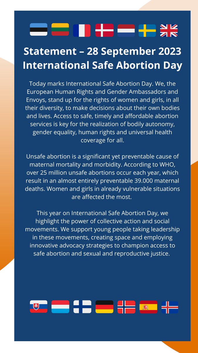 NLWomensrights's tweet photo. The 🇪🇺 Gender Equality &amp; Human Rights Ambassadors stand up for the rights of women and girls on #InternationalSafeAbortionDay. Today we celebrate diverse young people and their essential role to champion access to safe abortion. #UnstoppableMovement #AbortionSolidarity #Sept28 https://t.co/gKDT07BYAn