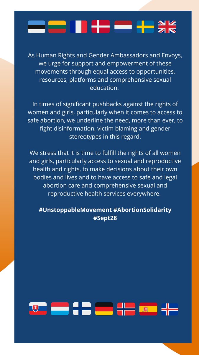 The 🇪🇺 Gender Equality &amp; Human Rights Ambassadors stand up for the rights of women and girls on #InternationalSafeAbortionDay. Today we celebrate diverse young people and their essential role to champion access to safe abortion. #UnstoppableMovement #AbortionSolidarity #Sept28