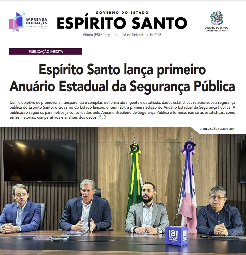 PabloSilvaLira's tweet photo. 📊 Lançamento do Anuário Estadual de Segurança Pública do ES, com @coronel_ramalho @alvaroduboc @carlossouza8956 e os amigos da imprensa. https://t.co/s3AYHf4NQo
