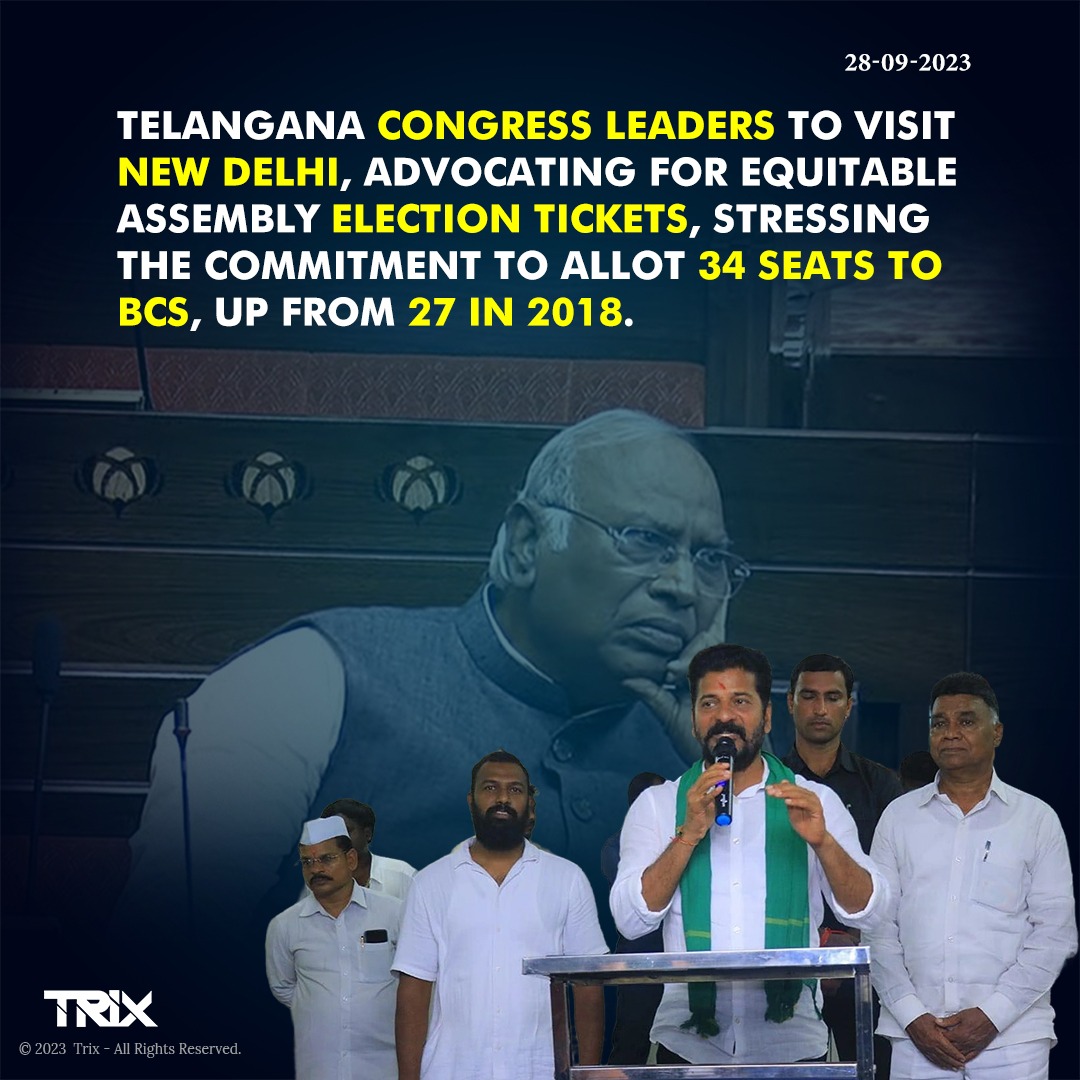 'Telangana Congress Leaders Push for More BC Seats in Assembly Elections During Delhi Visit'

#TelanganaCongress #DelhiVisit #AssemblyElectionTickets #BCReservation #ElectionCommitment #TelanganaPolitics #EquitableRepresentation #BCCommunity #2023Elections 
#trixindia
