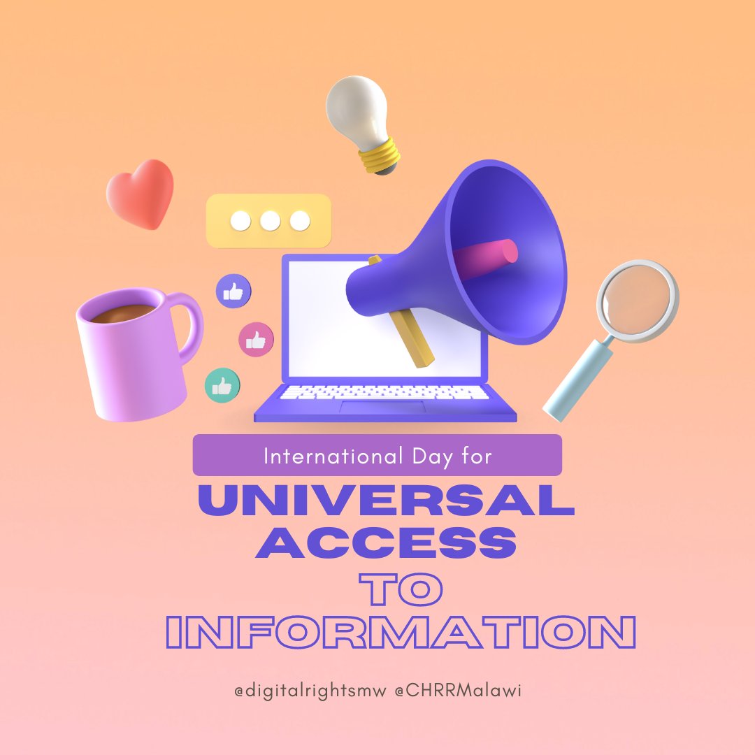 digitalrightsmw's tweet photo. Today we remember that information is the key to progress and understanding. Embrace the spirit of curiosity, seek knowledge and ensure information flows freely to empower society and drive innovation. We can build a more informed future #IDUAI23 #InformationForAll #GlobalAccess https://t.co/y4u7I9DpVm