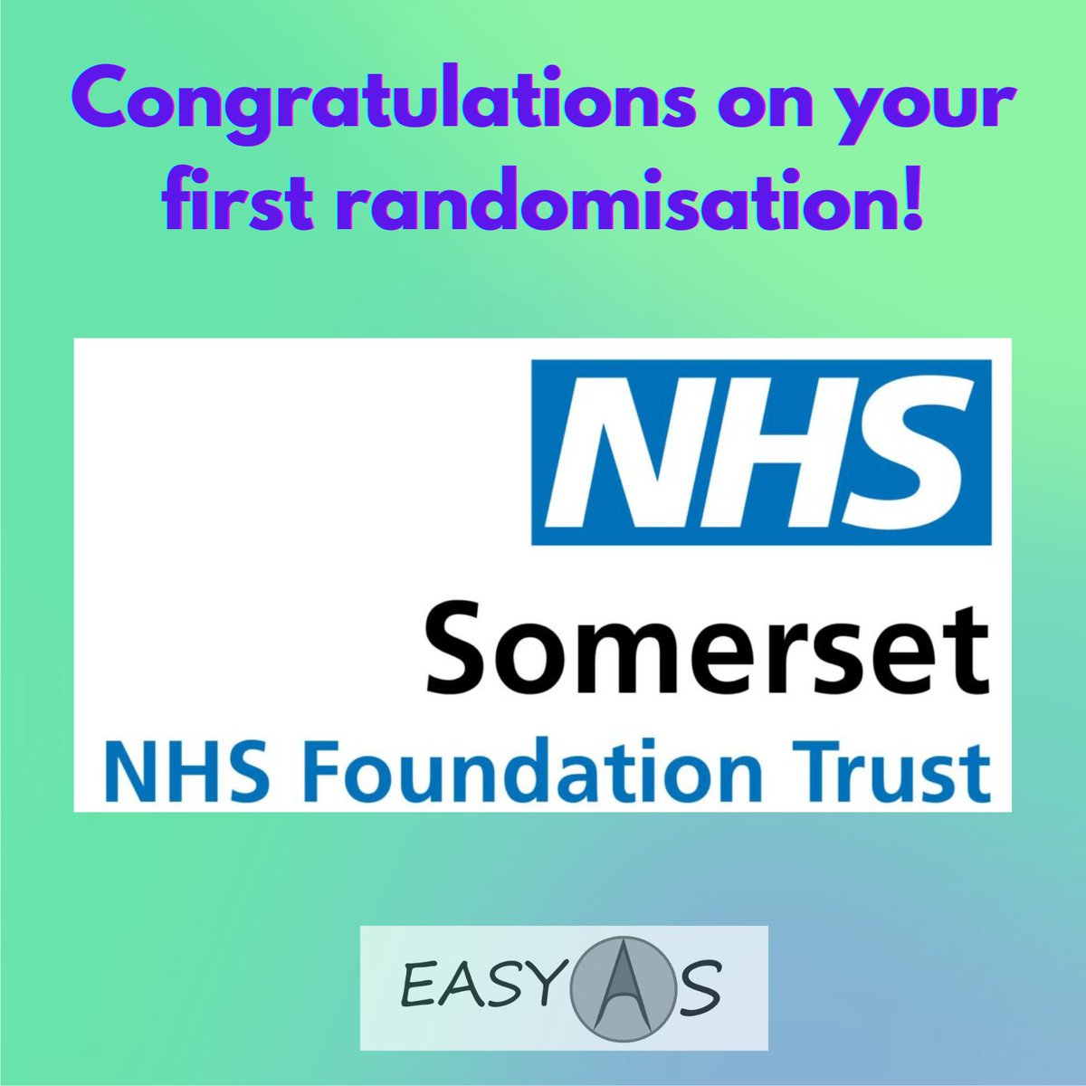 EASY-AS (@easyas_trial) on Twitter photo 📢Massive congratulations to Somerset NHS FT for randomising your first participant since joining! Well done team! 🤩👏👏<a href="/SomersetFT/">Somerset NHS Foundation Trust</a> #MusgroveParkHospital #PI Osama Samara #TeamMusgroveParkHospital #FirstOfMany 📢Massive congratulations to Somerset NHS FT for randomising your first participant since joining! Well done team! 🤩👏👏<a href="/SomersetFT/">Somerset NHS Foundation Trust</a> #MusgroveParkHospital #PI Osama Samara #TeamMusgroveParkHospital #FirstOfMany