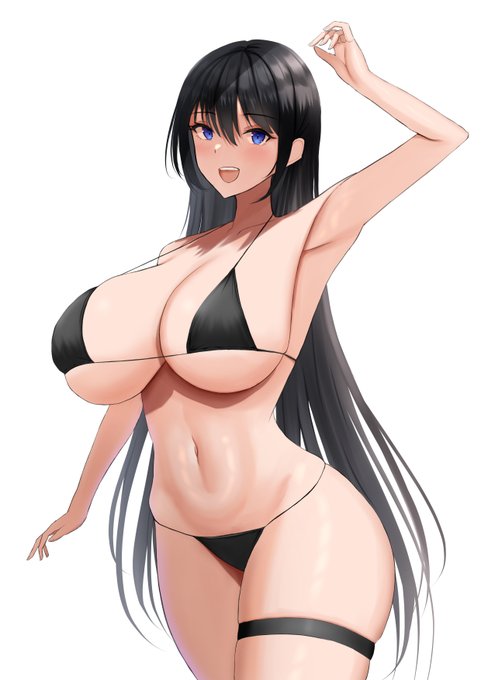 黒髪碧眼デカ乳お姉さん描いた 