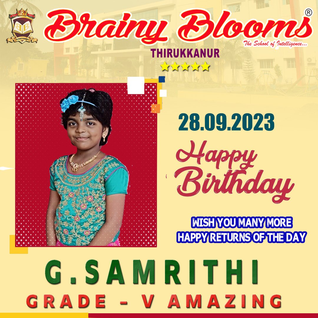 ' HAPPY BIRTHDAY WISHES' TO THE BIRTHDAY STARS OF BBLI📷📷📷📷📷📷📷📷
#BIRTHDAY #HAPPY #WISHES #STARS #Blooms #kids #Students #brainyblooms #Madagadipet #groupofschools #thirukkanur #Puducherry