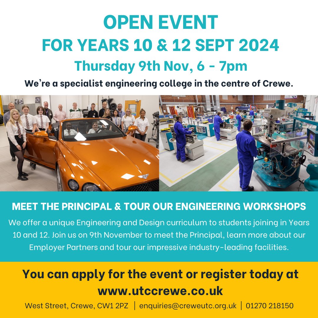 #Year10 #Year12 #OpenEvent #EngineeringCollege #WeAreIndustryReady #Crewe