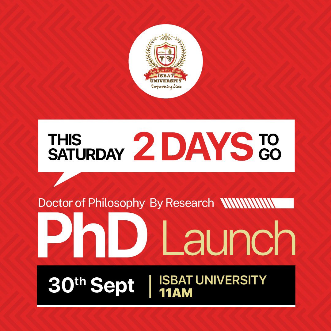 Counting down the final 2 days to the launch of our PHD Programme ! 📚 Excitement levels are through the roof! 🎉🤓 #PhD #CountdownToSuccess #AcademicAdventure #Research