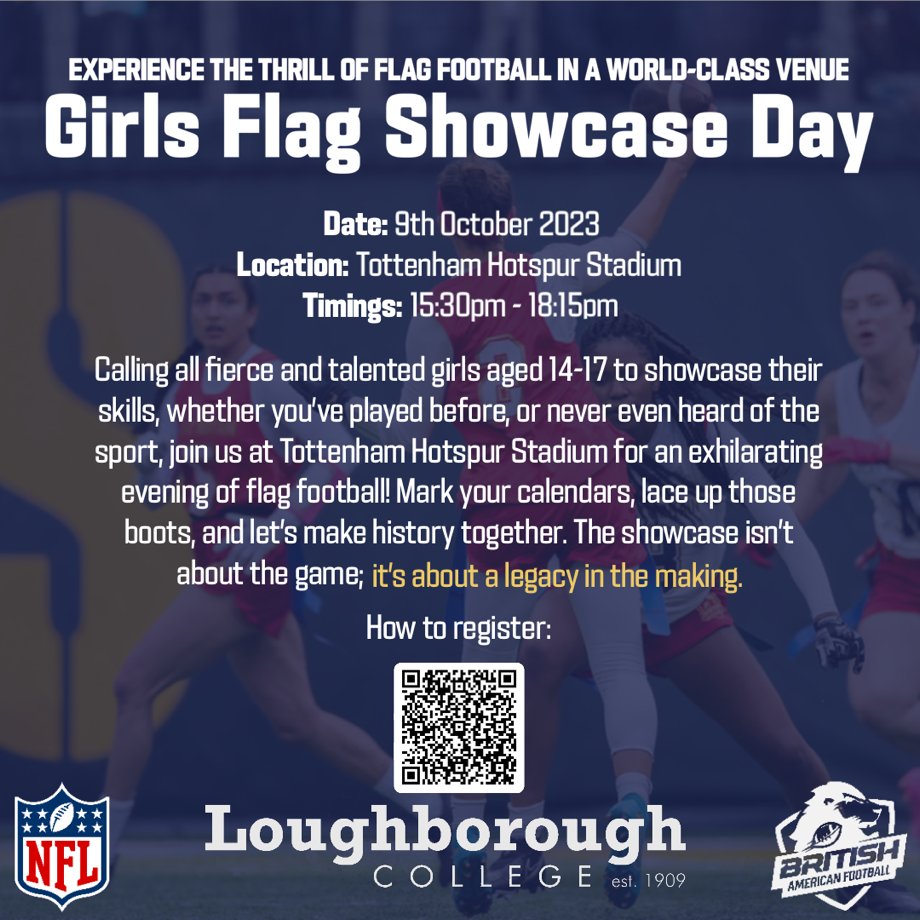 Here's a great opportunity for Female Flag players, aged 14-17 years old ! Register via forms.office.com/r/Di31714h25 @BAFAOfficial @BafaFlag @NFLUK @loucollsport