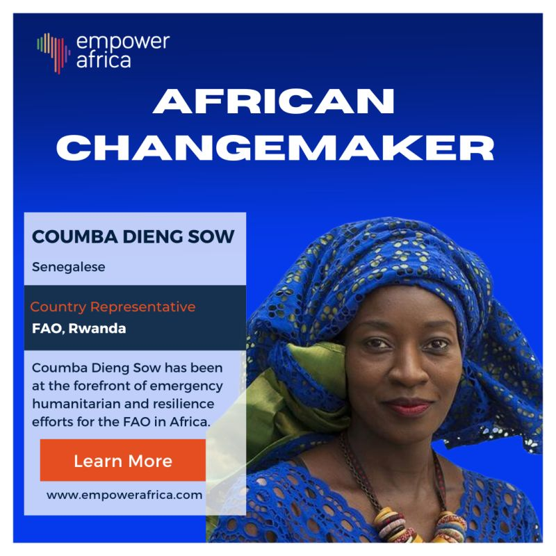 jcniyomugabo's tweet photo. Congratulations @CoumbaDSow, @FAORwanda Country Representative for being featured by @EmpowerAfrica_ as #AfricanChangeMaker.
 
One of her objectives is not to get young women or anyone in #agriculture out of poverty. It is about making them bankable and profitable. 
Congrats🎉 https://t.co/QXodXk94lu