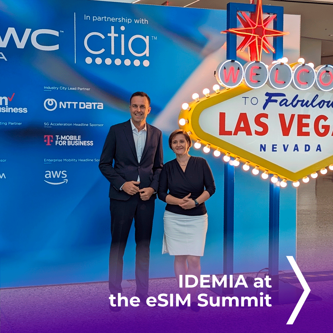 IDEMIA_IST's tweet photo. A great start to #MWC23 in Las Vegas with the #eSIMSummit. A panel filled with valuable insights and important discussions on eSIM technology in the Consumer and IoT worlds with our experts Magdalena and Lukasz! https://t.co/zHsi7Xbsst