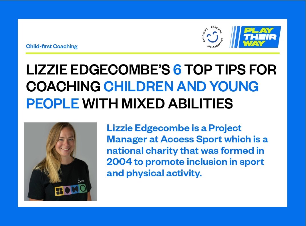 🤩 Get creative, be observant and be sure to listen!

This #NationalInclusionWeek we're sharing @LizzieEdgecombe's 6 top tips for coaching mixed ability groups, as well as an article on the topic with Lizzie and @NovaSportsCoach's @Jenny_Tuedene: bit.ly/3XIvCN8