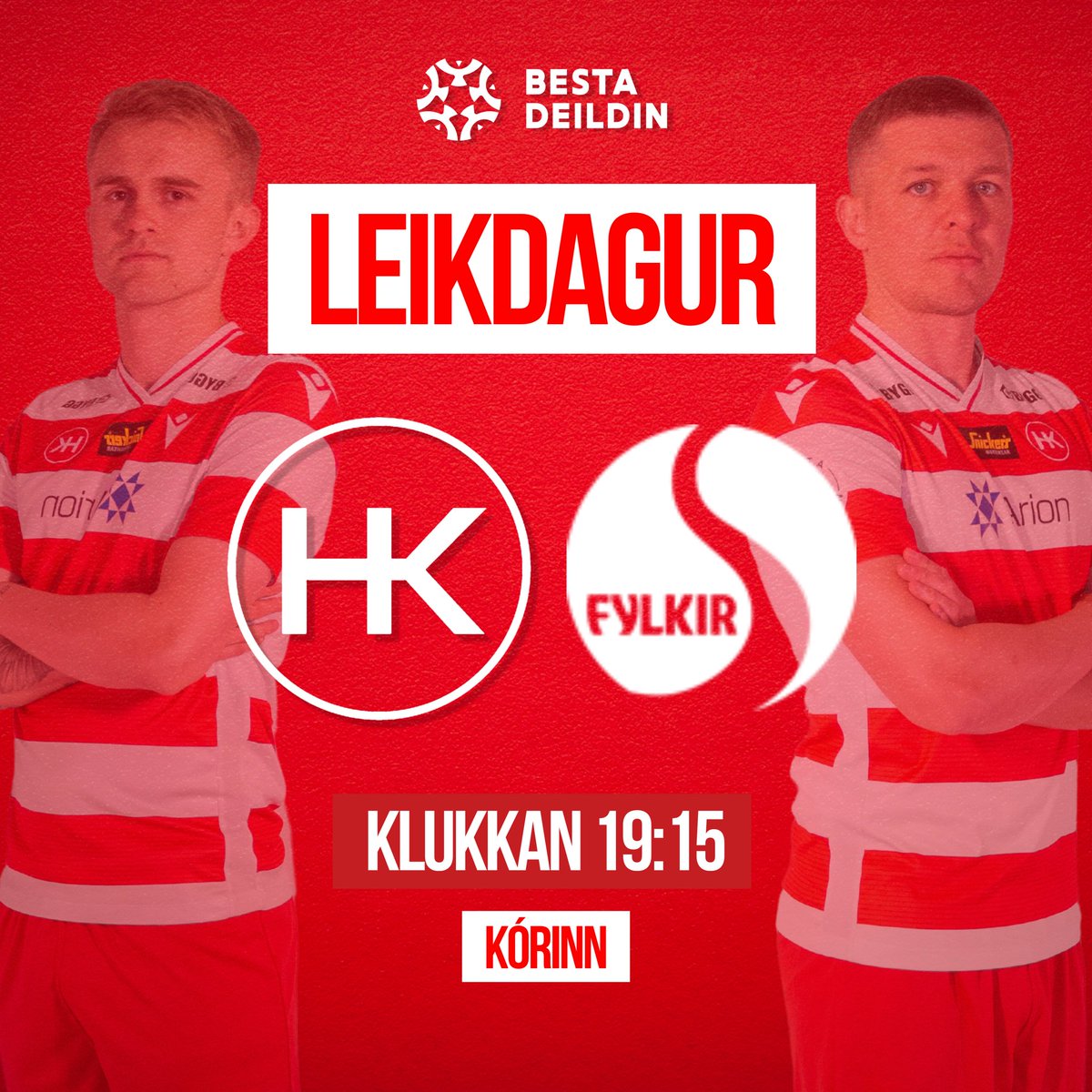 HK (@hkkopavogur) on Twitter photo ⭐️ Leikdagur ⭐️
⚽️ Það er hörku leikur í Kórnum í kvöld þegar strákarnir fá Fylki í heimsókn klukkan 19:15.
🔥 Grillið verður sjóðandi heitt og Bar Fólksins opinn!
Mætum á völlinn og styðjum HK!
🆚 Fylkir
🏆 <a href="/bestadeildin/">Besta deildin</a>
📍 Kórinn
⏰ Klukkan 19:15
🎟️ Stubbur App
ÁFRAM HK ⭐️ Leikdagur ⭐️
⚽️ Það er hörku leikur í Kórnum í kvöld þegar strákarnir fá Fylki í heimsókn klukkan 19:15.
🔥 Grillið verður sjóðandi heitt og Bar Fólksins opinn!
Mætum á völlinn og styðjum HK!
🆚 Fylkir
🏆 <a href="/bestadeildin/">Besta deildin</a>
📍 Kórinn
⏰ Klukkan 19:15
🎟️ Stubbur App
ÁFRAM HK