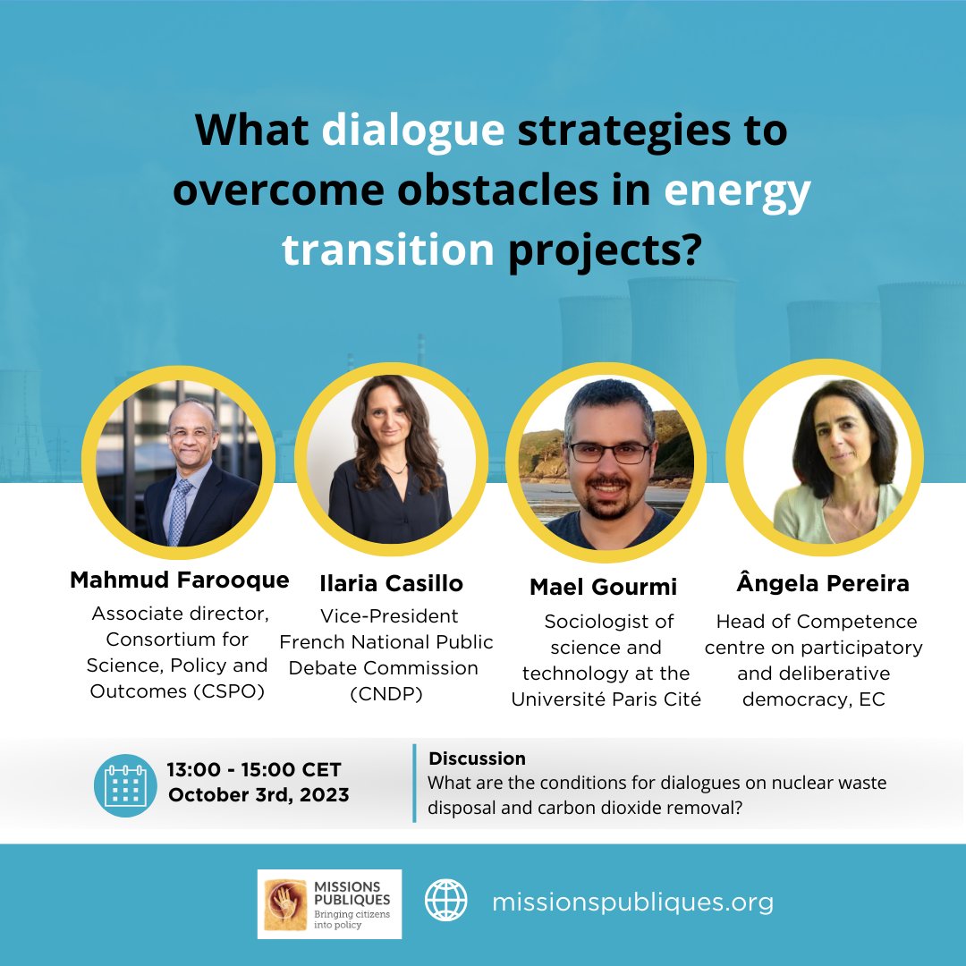 🟢 Friendly Reminder: Our #WEBINAR on 'Dialogue strategies to overcome obstacles in energy transition projects' is just around the corner on October 3rd, 13:00-15:00 CET. 🔍 Explore innovative research by @farooquema and join experts. 📌 Register now: forms.office.com/e/C80Tj0jRny