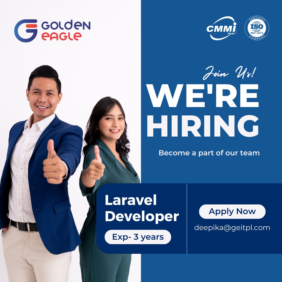 GeitplTech's tweet image. Join Our Team! We're on the lookout for an experienced Laravel developer with 3+ years of expertise. If you're passionate about crafting robust web applications, we want to hear from you! 💼
#LaravelDeveloper #HiringNow #TechJobs #JoinOurTeam