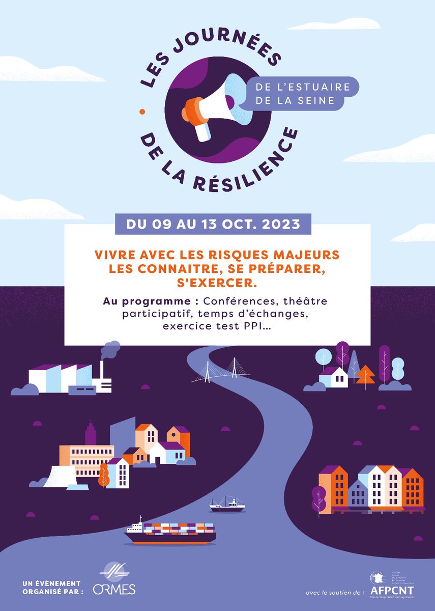 📢 L’<a href="/Ormes76/">ORMES</a> organise les journées de la #résilience de l’estuaire de la Seine du 9 au 13 octobre 2023. 

🧐Cet évènement s’inscrit dans le cadre du programme « Tous résilients face aux risques » du Ministère de la Transition écologique et de la Cohésion des #territoires.