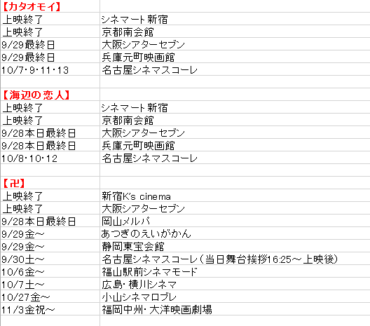 1rx3y4's tweet photo. 8月～劇場公開されている弊社制作作品。自分自身の整理整頓の為に作成してみました。9/28(木）現時点のもので劇場追加の際は更新していく予定。 https://t.co/VwswkL4P1h
