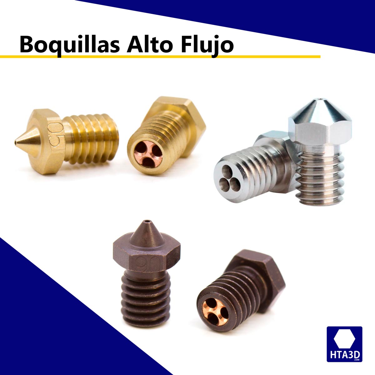 HTA3dp's tweet photo. ¿Habéis probado las Boquillas de Alto Flujo?

🔹Los 3 orificios facilitan la fusión de material, pudiendo aumentar la velocidad y precisión de la impresión.
🔹Disponibles en diferentes materiales y diámetros.

Podéis ver nuestro catálogo de boquillas en:
https://t.co/PlLtDZYYKw https://t.co/XoUGp74Vte