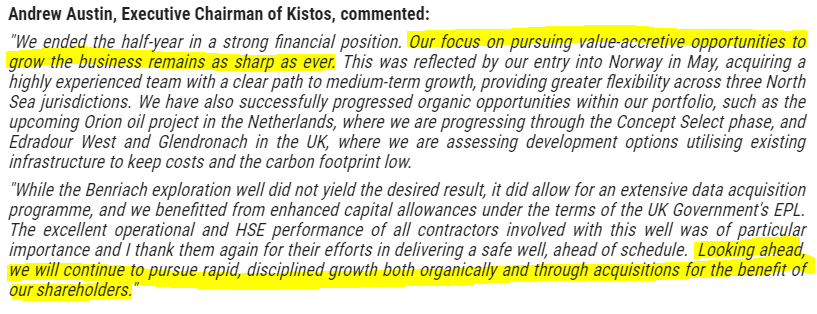LiquidSeventeen's tweet image. #KIST - Unlike most execs who just talk, AA has a solid track record of actually acting for the benefit of shareholders (see also Rockrose). $KIST