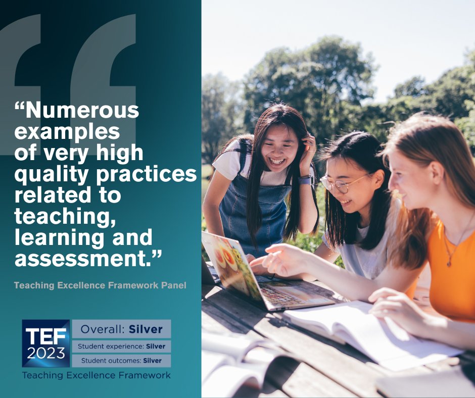 The “typically very high quality education” we deliver at Essex means we’ve received a Silver rating from the UK Government’s Teaching Excellence Framework (TEF).

We’re incredibly proud of the many positive comments we’ve received from the judging panel.

okt.to/aic9ht