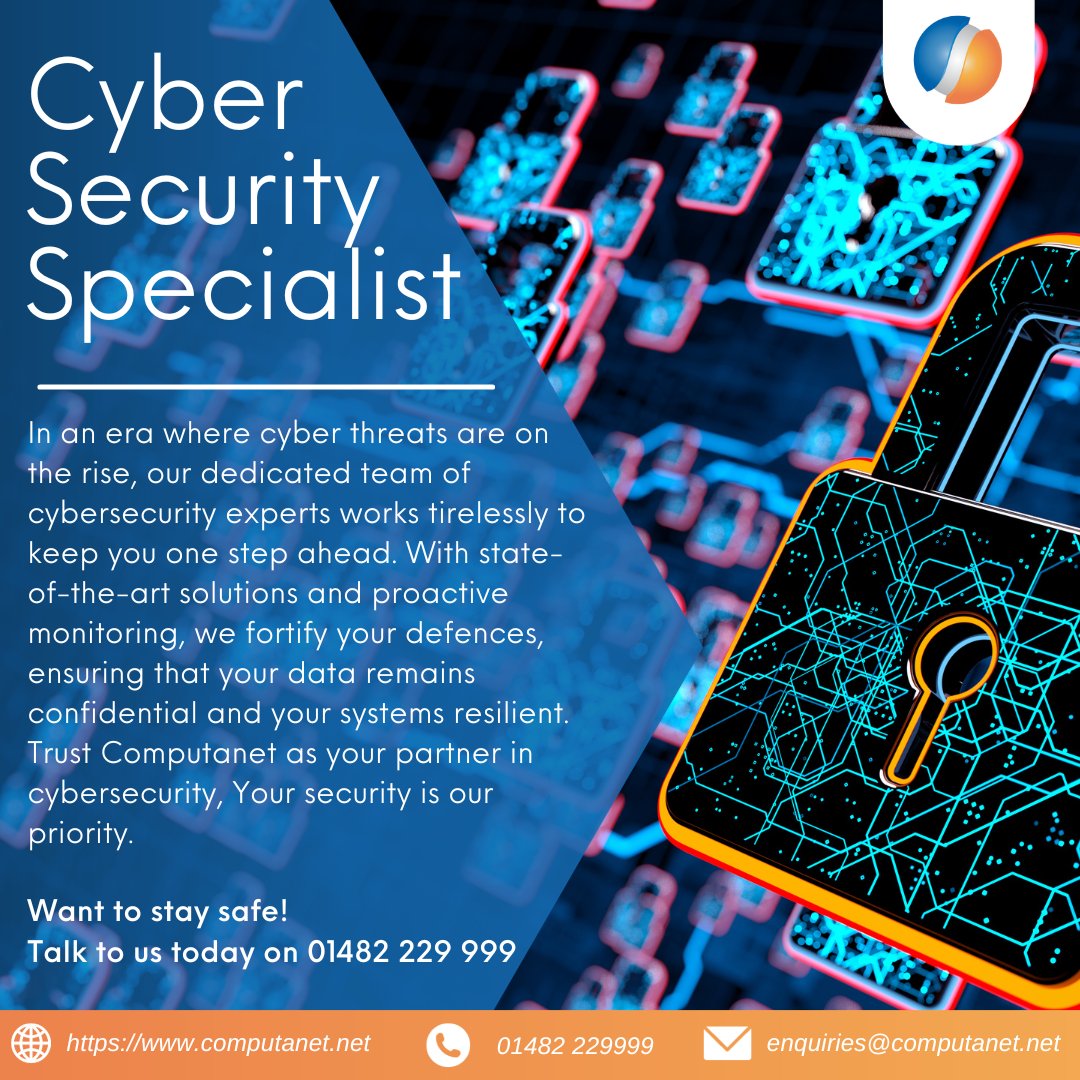 ComputanetMSP's tweet image. Protecting Your Digital World with Computanet! Your trusted partner in #CyberSecurity excellence. Together, we're defending your data, one click at a time. 👾🛡️ #Computanet #OnlineSafety