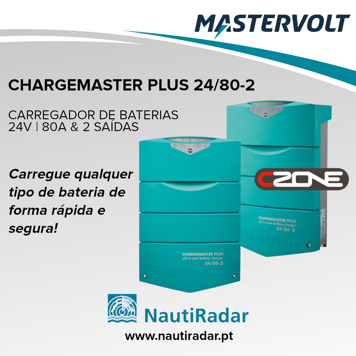 NautiradarL's tweet image. Garanta a saúde das suas baterias com o carregador de 2 saídas e solução "tudo-em-um" Chargemaster Plus 24/80-2.

Saiba mais em: bit.ly/3PSpGia

#mastervolt #powertobeindependent #chargemasterplus #carregadoresbaterias #nautiradar #energiaabordo #czone