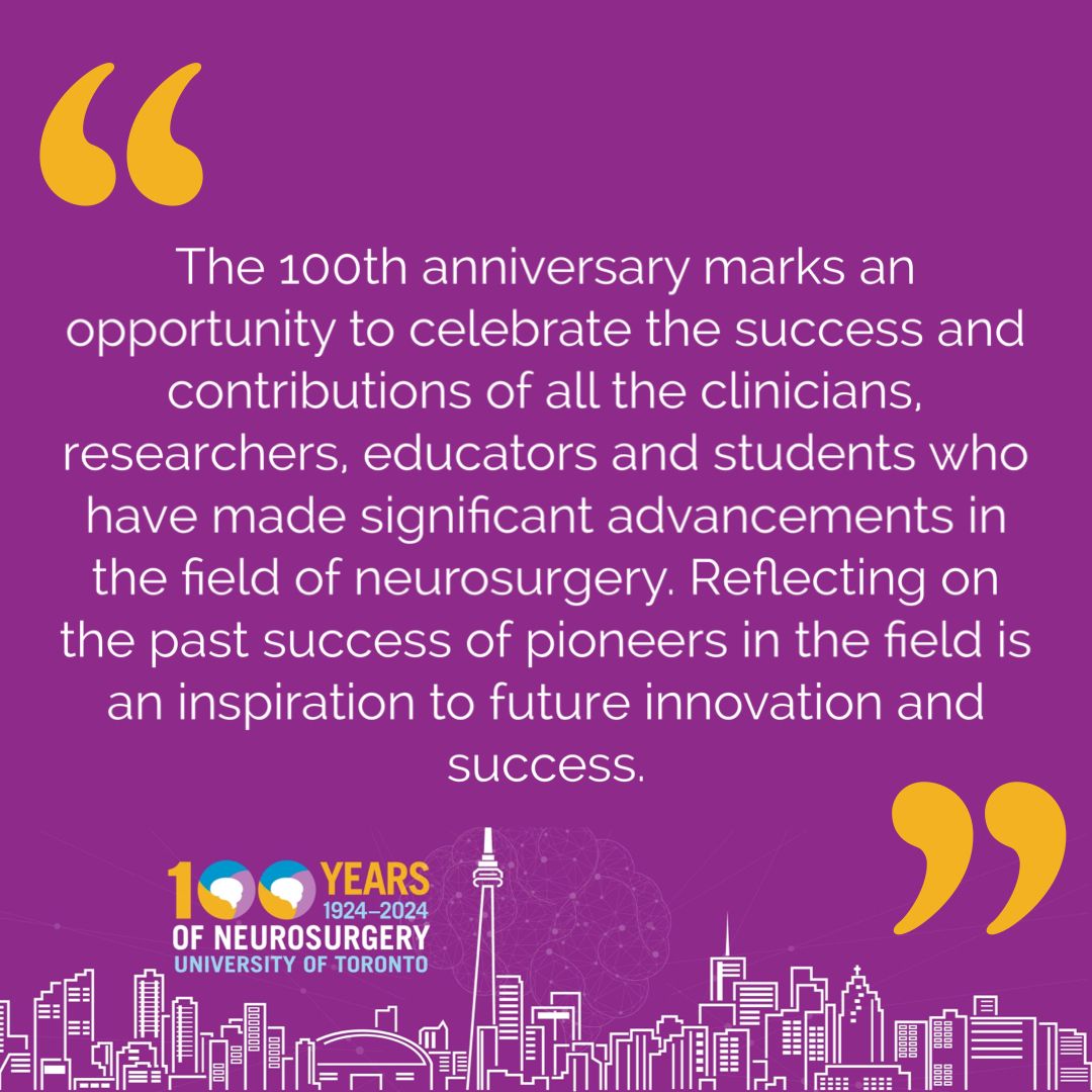 UofTNeuroSurge's tweet photo. Dr. Ali Moghaddamjou reflects on what 100 years of @UofT #Neurosurgery means to him - the opportunity to celebrate the success and contributions of all the #clinicians, #researchers, #educators and #students who have made significant advancements in the field of neurosurgery. https://t.co/ty2Ba4m2pW
