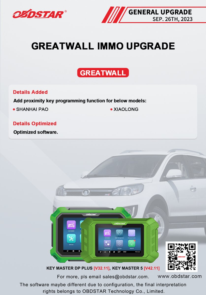 ObdstarTec's tweet photo. #OBDSTAR #AUTOMOBILE #SoftwareUpgrade
TOYOTA LEXUS IMMO UPGRADE【V42.85】
GREATWALL IMMO UPGRADE

 #IMMO #Auto #KeyMaster5 #TOYOTA #GREATWALL https://t.co/IpBVLYYZot
