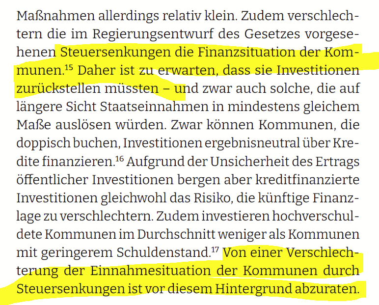 Extrem wichtiger Punkt in der aktuellen #Gemeinschaftsdiagnose:
Institute warnen vor #Steuersenkungen zu Lasten der #Kommunen im #Wachstumschancengesetz und befürchten andernfalls Investitionskürzungen!👇