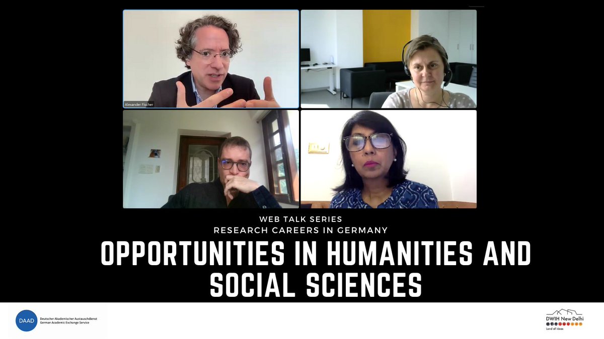DWIH_NewDelhi's tweet image. @DWIH_NewDelhi @DAADIndia &apos;s #WebTalk Series  #Research Careers in 🇩🇪going strong! Experts from
@JNU_official_50 @JindalLaw @MWF_Delhi
gave insights into #opportunities #funding&amp;amp; #application processes for #socialsciences research #IndoGerman #researcher
@SalmaBava @KatjaLasch