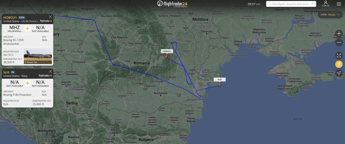 alternativewip's tweet photo. #USAF #USNavy P8 poseidon over the east coast of romania with the black sea, meetup with a KC135R stratotanker having departed from mildenhall, potentialย aerial refuel. #HOBO21 https://t.co/Oue2fxqmrR
