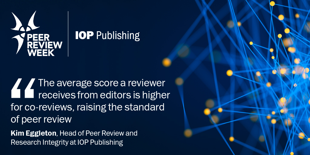 IOPPublishing's tweet image. This year, the theme of #PeerReviewWeek is #TheFutureofPublishing!

We believe our co-review policy will bring great benefits to our authors and reviewers, including increasing the quality of reviews ✔️

Check out our co-review guide here 👉 ow.ly/BKGH50PQxhz

@PeerRevWeek