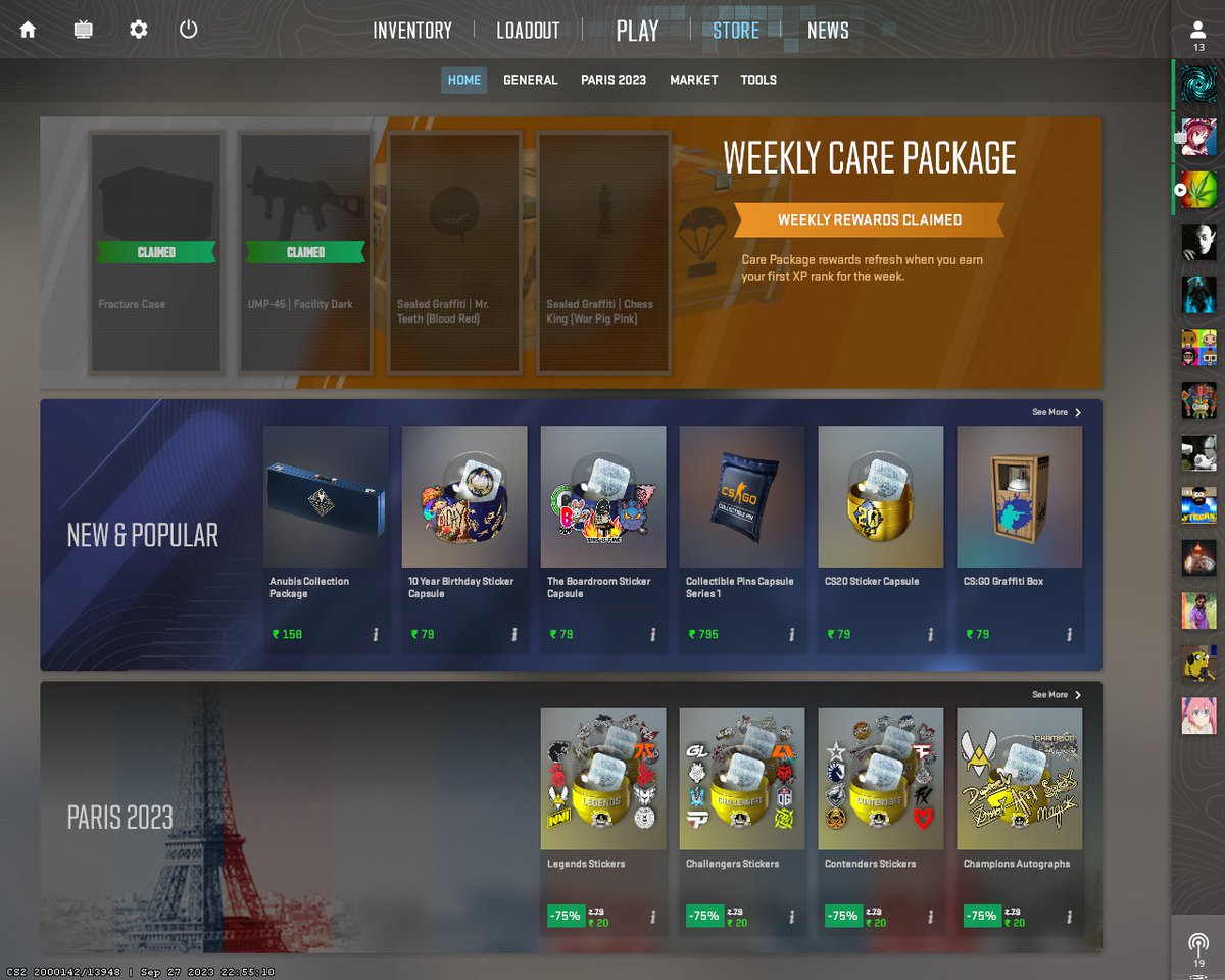 Somendr9's tweet photo. When we complete our weekly care package . We get four drops out of which we can only choose two . #CS2 #CSGO #CSGOodbye  #CSGO2 https://t.co/mQs7Q46hep