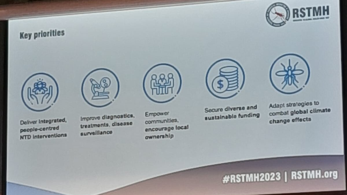 'Community ownership is key to #beatNTDs as is getting government ownership from endemic countries⁩'

Opening remarks from @WHO NTD Director @SoceFallBirima at #RSTMH2023 presenting key priorities for NTDs over the next 5 years within the #globalhealth landscape