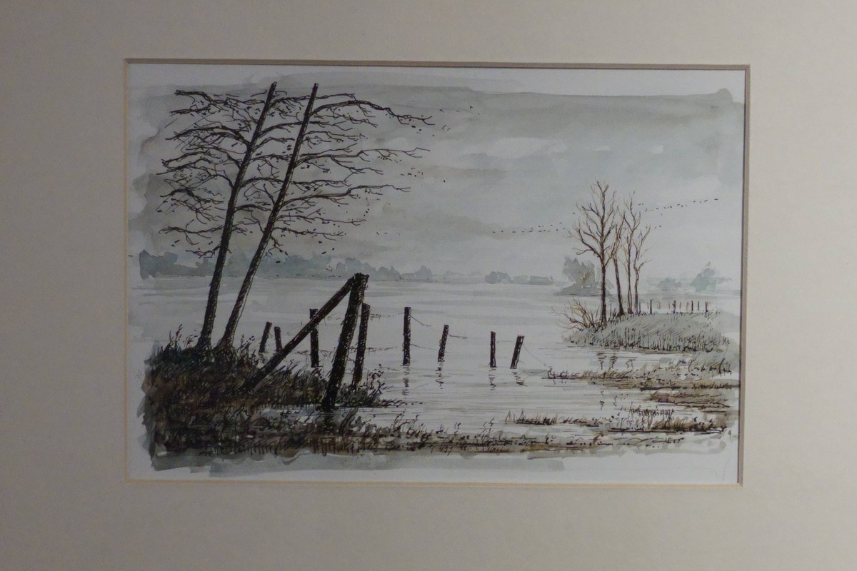 De Barlose Kolk bij Fortmond, mooi sfeervol ‘gevangen’ door Jan Baggen. Het werk is te zien in onze tentoonstelling ‘De IJssel, slagader van de Hanze’, met tekeningen en schilderijen van Jan Baggen, die hij langs de IJssel gemaakt heeft.