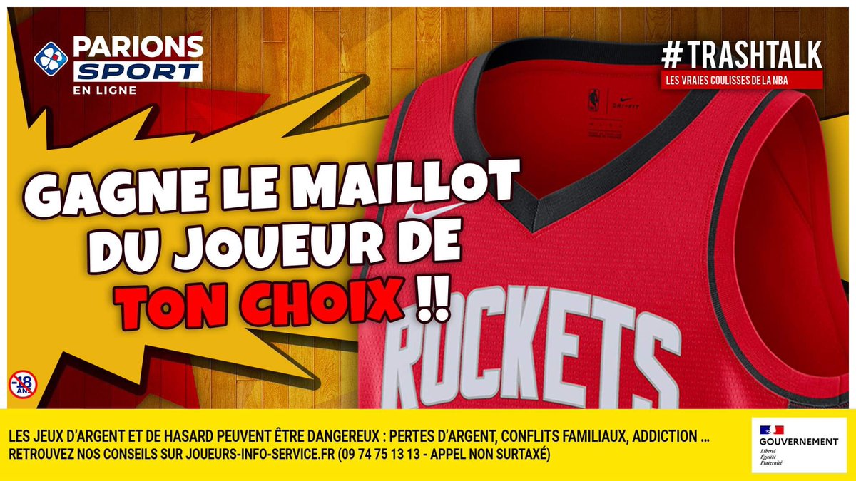 🎁 JEU-CONCOURS !! 🎁 

Pour les #30PREVIEWSEN30JOURS, TrashTalk et ParionsSport te font gagner 1 maillot par jour !! 😱

🚨 GAGNE LE MAILLOT DU JOUEUR DE TON CHOIX DES ROCKETS !! 🚨

Pour participer :

1⃣ RT CE TWEET 
2⃣ FOLLOW @TRASHTALK_FR ET @PARIONSSPORT

(TAS LE 5/10) 🔞