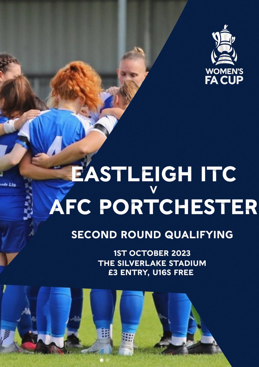 𝓕𝓐 𝓒𝓤𝓟 𝔀𝓮𝓮𝓴𝓮𝓷𝓭: The Women are in FA Cup action this weekend.
📆 Sunday 1st October 2023
📍 The Silverlake Stadium SO50 9HT
 ///  retail.rams.super
⏰2pm
💰£3 entry, Under 16s free
🍔 Spitfire Grill

To book a carvery please call the club on 023 8061 3361 (option 1)