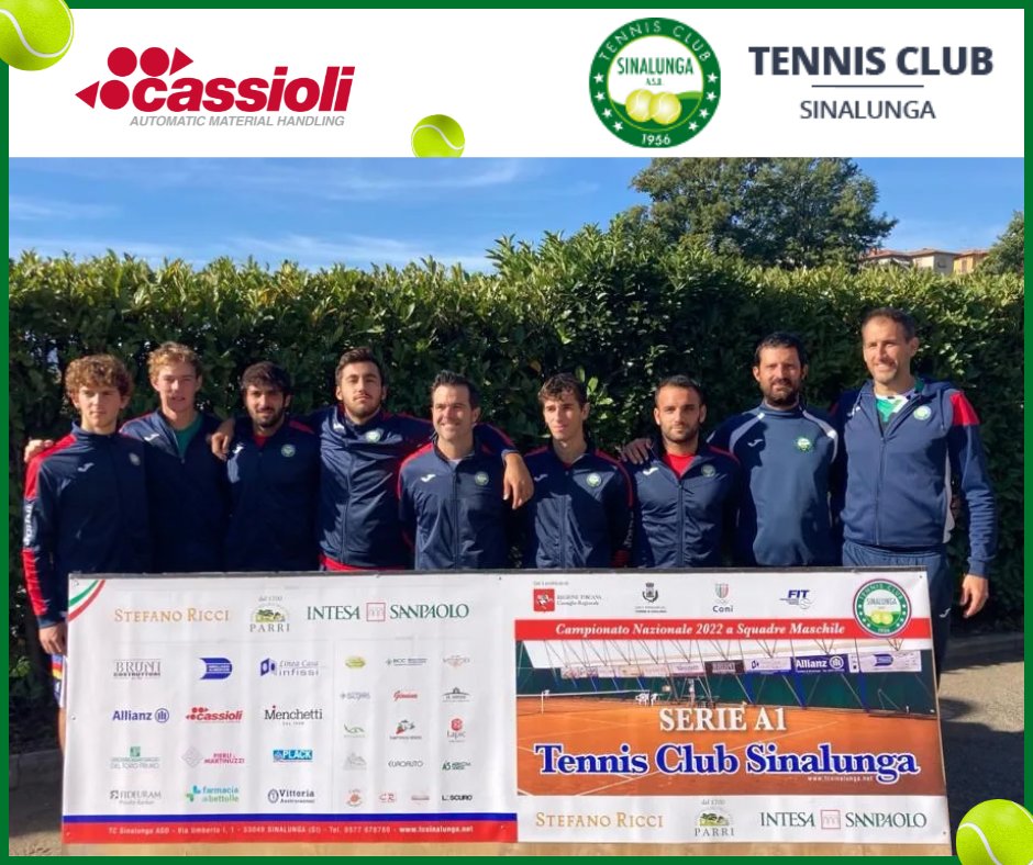 #CASSIOLI is proud to renew its sponsorship of the Sinalunga #Tennis Club, which in the last year won the Italian men's A1 championship in Turin, beating the Circolo Tennis Palermo in the final with a score of 4-1!
#cassioligroup #sponsorship #sinalunga #tennisclubsinalunga