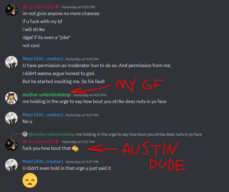 Alexhrt4's tweet photo. @BremisD Bremis being the blue guy btw, they fucking got out of their way, to say that i don't comfort my gf, then when i respond a bit pissed, cause who wouldn't be when someone complains about you doing something wrongly, they just start quitting https://t.co/7u5srKrLaO