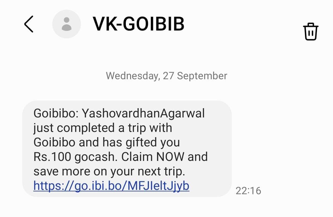 So GoIbibo decided to send a text to random folks from my contact list yesterday without any authorisation.  Now, all these contacts know I have taken a flight today. In fact, I have received texts asking where I’m flying. THIS IS SUCH A SERIOUS PRIVACY CONCERN <a href="/GoibiboSupport/">GoibiboCare</a>