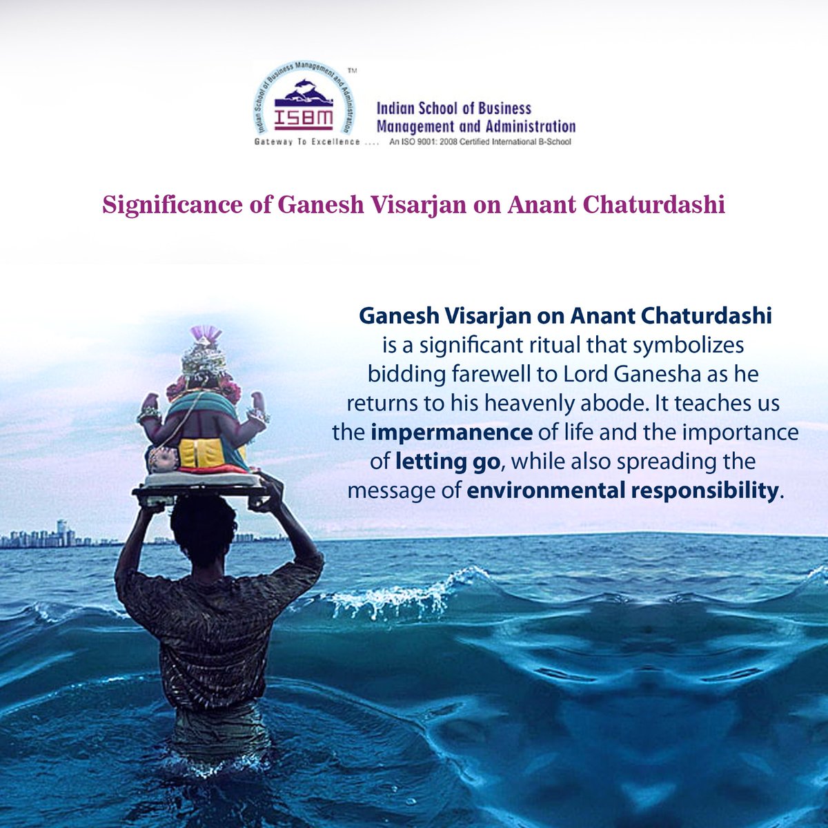 isbma's tweet photo. As the idols of Lord Ganesha immerse into the waters on Anant Chaturdashi, we embrace the profound lesson of letting go gracefully. 🌊✨

#anantchaturdashi2023 #ganpativisarjan2023 #ISBMA https://t.co/DjCs4CKUSJ