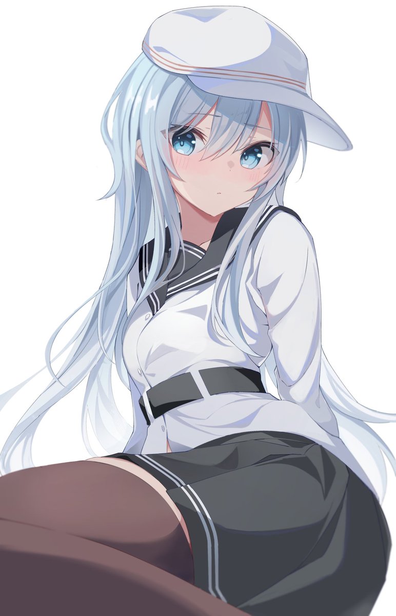 hibiki (kancolle) ,verniy (kancolle) 1girl solo long hair thighhighs blue eyes hat skirt  illustration images