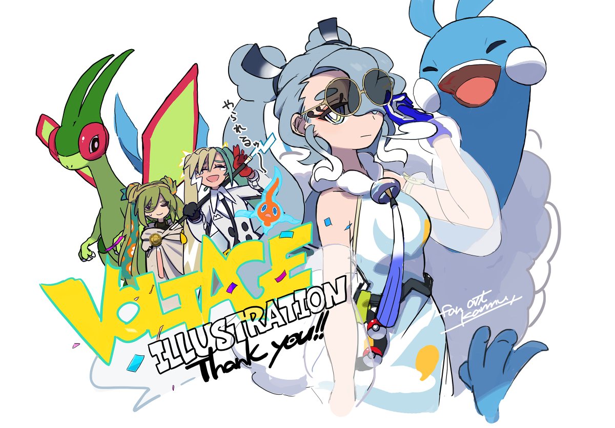 pokemon (creature) sunglasses gloves long hair multiple girls 2girls closed mouth  illustration images