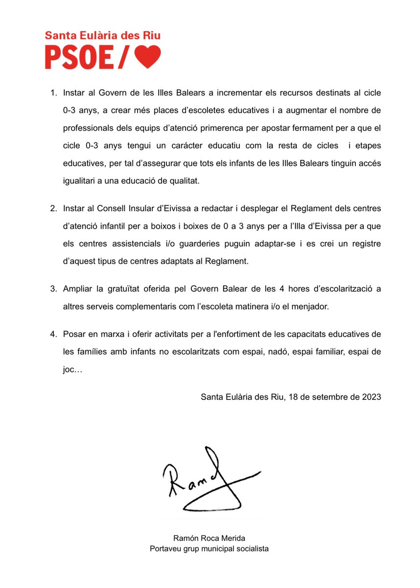 psoestaeularia's tweet photo. @AlanIBZ @ppbalears @ramonibiza La regidora @betrilla2003 defensa la moció del grup @psoestaeularia relativa l’enfortiment de l’etapa educativa de 0 a 3 anys.
#PleSetembre
Exigim: https://t.co/8Wzqp4p1ka